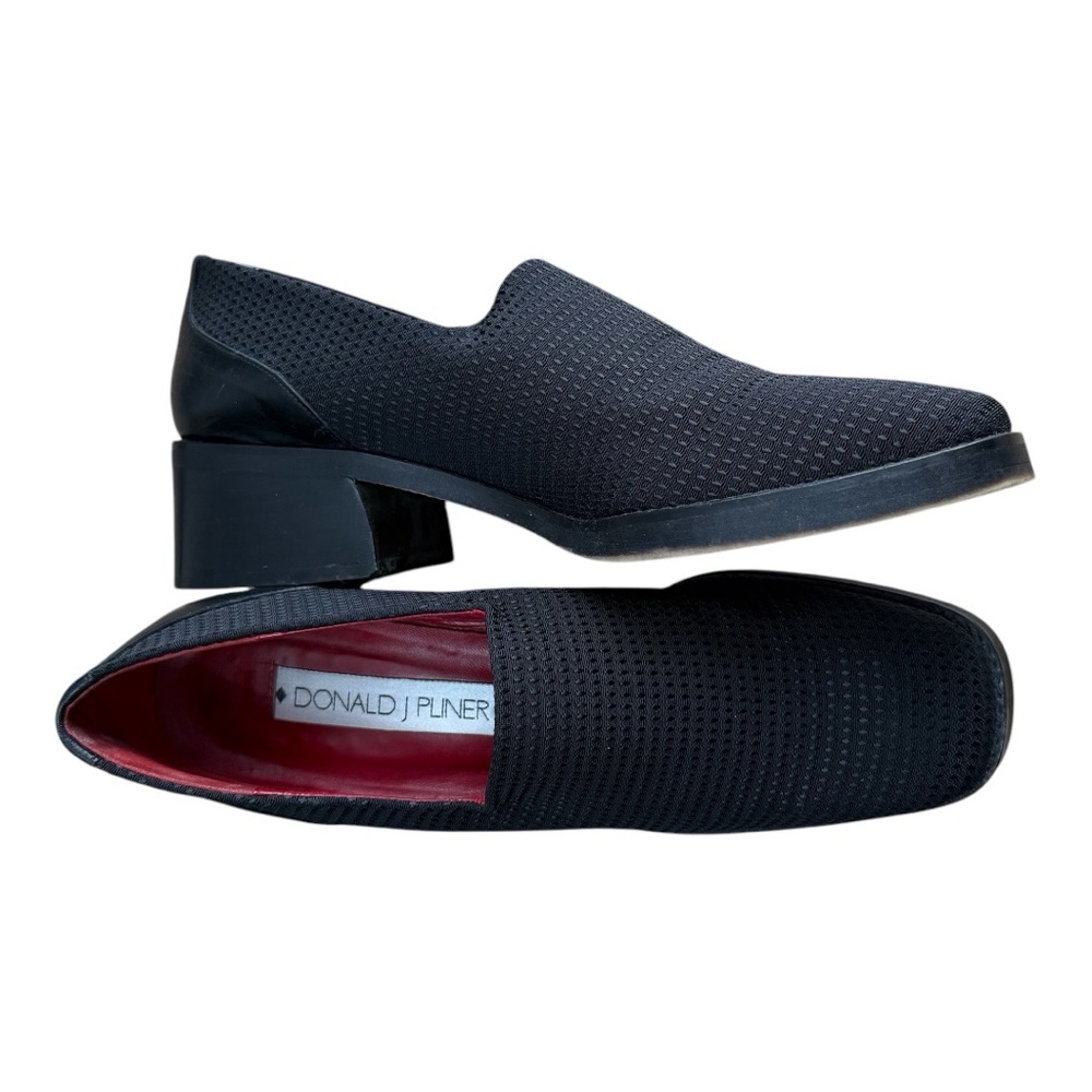 Donald J. Pliner Alice Black Dot Square Toe Chunky Block Heel Loafer Women's 8.5 - Picture 1 of 10